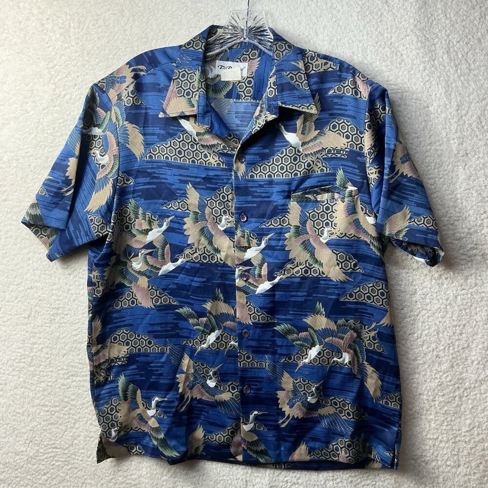 TORI RICHARD - Vintage 70s Honolulu Poly Hawaiian Bird Design Shirt Medium
